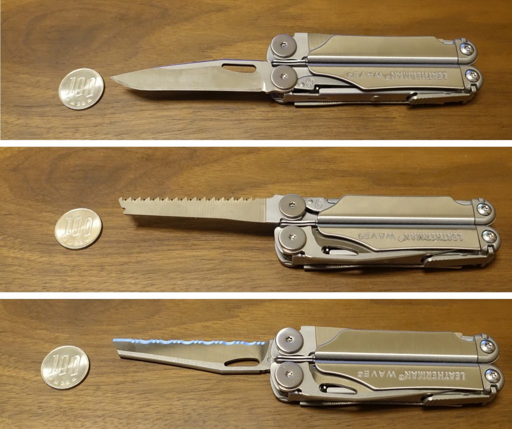 LEATHERMAN WAVE 3種のナイフ