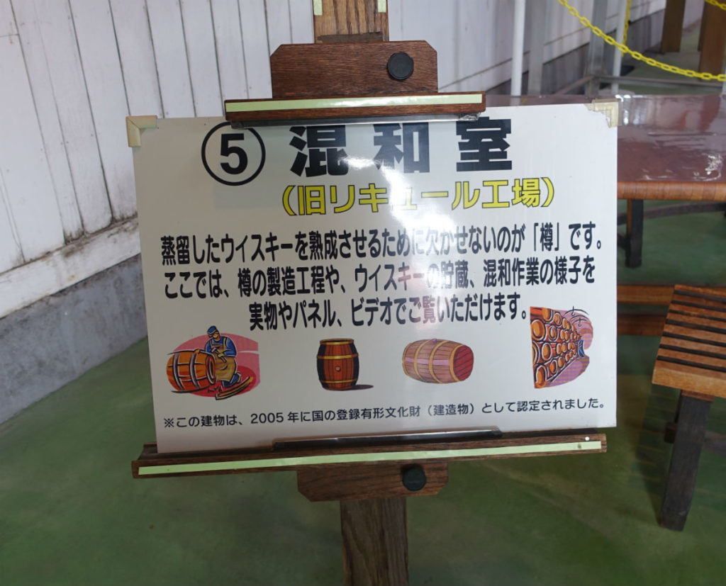 北海道余市　ニッカウヰスキー余市蒸留所　混和室　製樽の展示