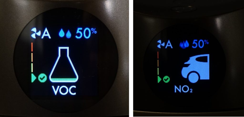 HP01 pure humidity+cool ディスプレイ表示例　VODと窒素酸化物等